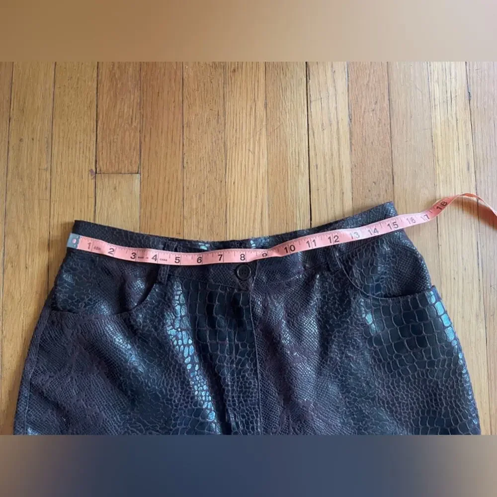 Y2K Vintage Faux Croc Skin Chocolate Brown Two Piece Pant Set - Picture 12 of 13